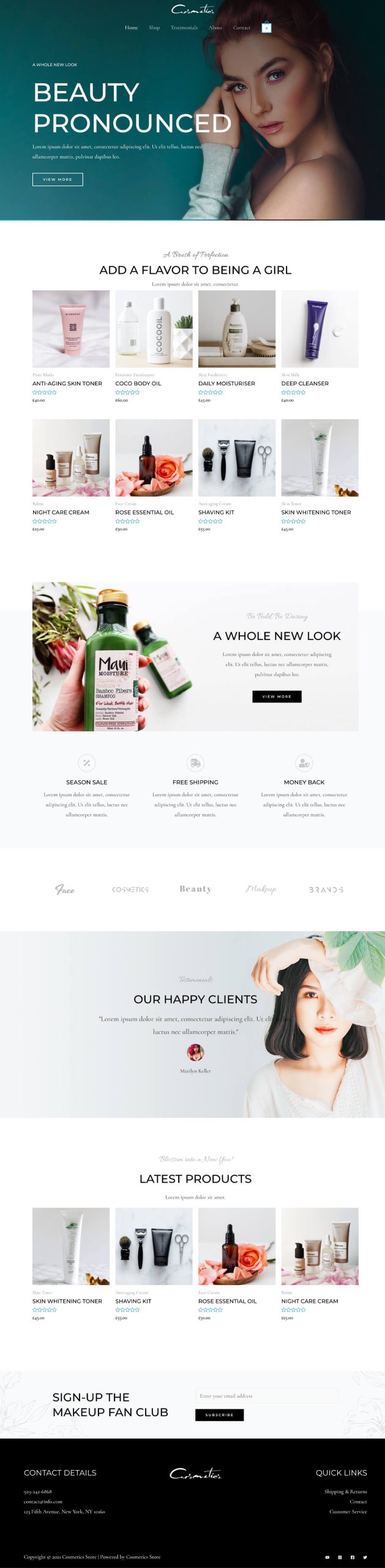 cosmetic store homepage